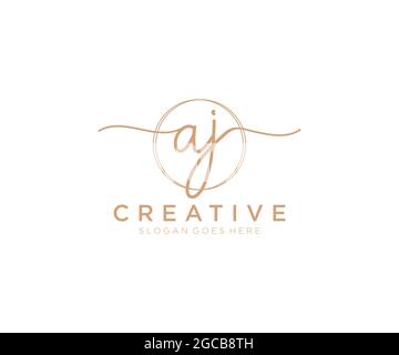 AJ feminine Logo Schönheit Monogramm und elegantes Logo-Design, Handschrift Logo der ursprünglichen Signatur, Hochzeit, Mode, Blumen und botanischen mit kreativen Stock Vektor