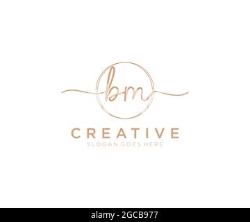 BM feminine Logo Schönheit Monogramm und eleganten Logo-Design, Handschrift Logo der ursprünglichen Signatur, Hochzeit, Mode, floral und botanisch mit kreativen Stock Vektor