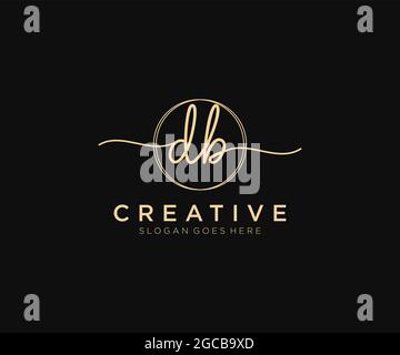 DB feminine Logo Schönheit Monogramm und elegantes Logo-Design, Handschrift Logo der ursprünglichen Signatur, Hochzeit, Mode, Blumen und botanischen mit kreativen Stock Vektor