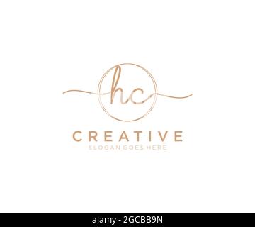 HC feminine Logo Schönheit Monogramm und elegantes Logo-Design, Handschrift Logo der ursprünglichen Signatur, Hochzeit, Mode, Blumen und botanischen mit kreativen Stock Vektor