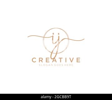 IJ feminine Logo Schönheit Monogramm und elegantes Logo-Design, Handschrift Logo der ursprünglichen Signatur, Hochzeit, Mode, Blumen und botanischen mit kreativen Stock Vektor