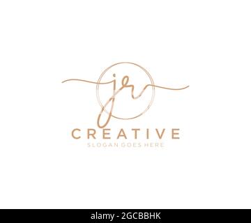 JR feminine Logo Schönheit Monogramm und elegantes Logo-Design, Handschrift Logo der ursprünglichen Signatur, Hochzeit, Mode, Blumen und botanischen mit kreativen Stock Vektor