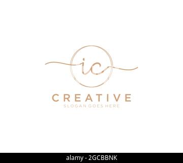 IC feminine Logo Schönheit Monogramm und elegantes Logo-Design, Handschrift Logo der ursprünglichen Signatur, Hochzeit, Mode, Blumen und botanischen mit kreativen Stock Vektor