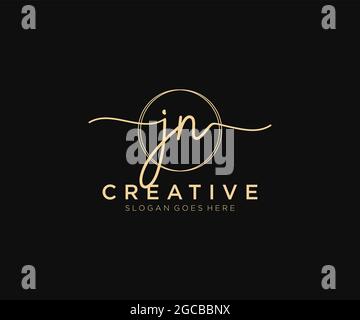 JN feminine Logo Schönheit Monogramm und elegantes Logo-Design, Handschrift Logo der ursprünglichen Signatur, Hochzeit, Mode, Blumen und botanischen mit kreativen Stock Vektor