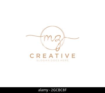 MZ feminine Logo Schönheit Monogramm und elegantes Logo-Design, Handschrift Logo der ursprünglichen Signatur, Hochzeit, Mode, floral und botanisch mit kreativen Stock Vektor