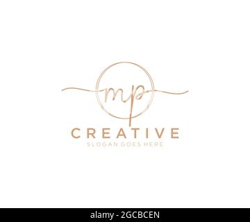 MP feminine Logo Schönheit Monogramm und elegantes Logo-Design, Handschrift Logo der ursprünglichen Signatur, Hochzeit, Mode, Blumen und botanischen mit kreativen Stock Vektor