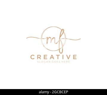 MF feminine Logo Schönheit Monogramm und eleganten Logo-Design, Handschrift Logo der ursprünglichen Signatur, Hochzeit, Mode, Blumen und botanischen mit kreativen Stock Vektor