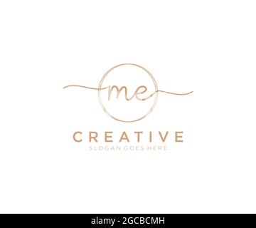 ME feminine Logo Schönheit Monogramm und elegantes Logo-Design, Handschrift Logo der ursprünglichen Signatur, Hochzeit, Mode, Blumen und botanischen mit kreativen Stock Vektor