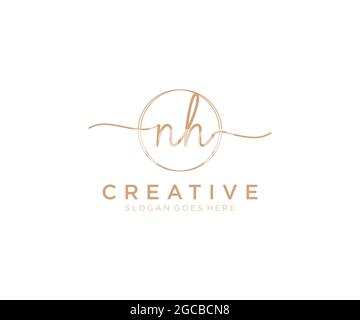 NH feminine Logo Schönheit Monogramm und elegantes Logo-Design, Handschrift Logo der ursprünglichen Signatur, Hochzeit, Mode, Blumen und botanischen mit kreativen Stock Vektor