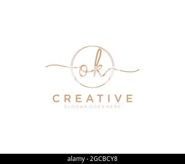 OK feminine Logo Schönheit Monogramm und eleganten Logo-Design, Handschrift Logo der ursprünglichen Signatur, Hochzeit, Mode, floral und botanisch mit kreativen Stock Vektor