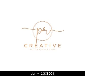 PR feminine Logo Schönheit Monogramm und eleganten Logo-Design, Handschrift Logo der ursprünglichen Signatur, Hochzeit, Mode, floral und botanisch mit kreativen Stock Vektor