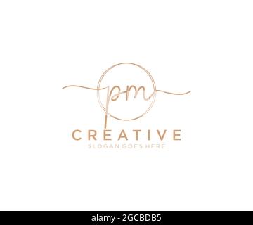 PM feminine Logo Schönheit Monogramm und elegantes Logo-Design, Handschrift Logo der ursprünglichen Signatur, Hochzeit, Mode, Blumen und botanischen mit kreativen Stock Vektor