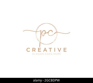 PC feminine Logo Schönheit Monogramm und elegantes Logo-Design, Handschrift Logo der ursprünglichen Signatur, Hochzeit, Mode, Blumen und botanischen mit kreativen Stock Vektor