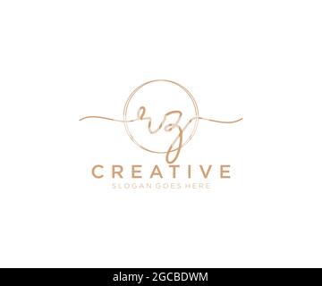RZ feminine Logo Schönheit Monogramm und elegantes Logo-Design, Handschrift Logo der ursprünglichen Signatur, Hochzeit, Mode, floral und botanisch mit kreativen Stock Vektor