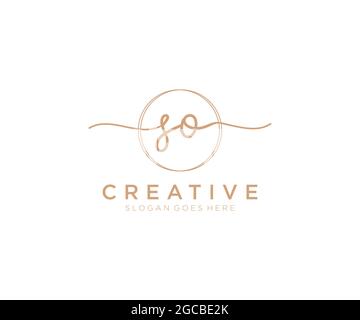 SO feminine Logo Schönheit Monogramm und eleganten Logo-Design, Handschrift Logo der ursprünglichen Signatur, Hochzeit, Mode, floral und botanisch mit kreativen Stock Vektor