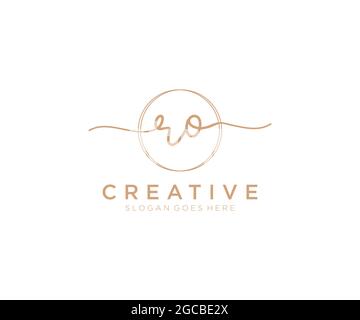 RO feminine Logo Schönheit Monogramm und elegantes Logo-Design, Handschrift Logo der ursprünglichen Signatur, Hochzeit, Mode, Blumen und botanischen mit kreativen Stock Vektor