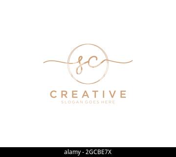 SC feminine Logo Schönheit Monogramm und elegantes Logo-Design, Handschrift Logo der ursprünglichen Signatur, Hochzeit, Mode, Blumen und botanischen mit kreativen Stock Vektor