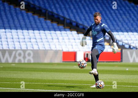 Ben Foster von Watford erwärmt sich während des Vorsaison-Freundschaftsspiel zwischen Crystal Palace und Watford im Selhurst Park, London, England am 7. August 2021. Foto von Carlton Myrie. Nur zur redaktionellen Verwendung, Lizenz für kommerzielle Nutzung erforderlich. Keine Verwendung bei Wetten, Spielen oder Veröffentlichungen einzelner Clubs/Vereine/Spieler. Stockfoto