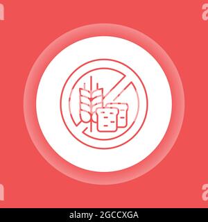 Symbol für die Schaltfläche „Gluten“. Allergieauslösender Inhaltsstoff. Nahrungsmittelunverträglichkeit. Piktogramm für Webseite, mobile App, promo.editierbarer Strich. Stock Vektor