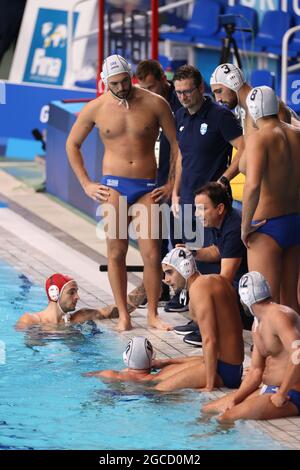 Team Greece (GRE), August 8, 2021 - Water Polo : Männer-Goldmedaillenspiel zwischen Griechenland 10 - 13 Serbien während der Olympischen Spiele in Tokio 2020 im Tatsumi Water Polo Center in Tokio, Japan. (Foto von AFLO SPORT) Stockfoto