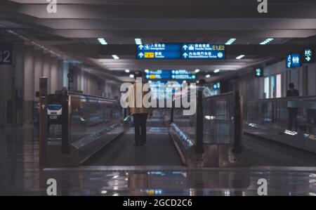 Leerer Flughafen in Hongkong während der Pandemie Stockfoto