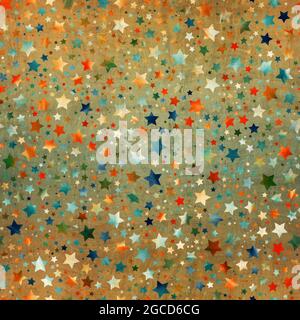 Nahtloses Muster aus Sternmotiv in aufwändigen Farben und Textur Stockfoto