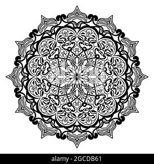 Entspannender, floraler Mandala-Hintergrund und arabisches, traditionelles Linienkunstdesign Stock Vektor