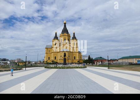 Nischni Nowgorod, Russland, st. Pfeil 3a. 05.08.2021. Tempel von Alexander Newski. Kathedrale des Heiligen Seligen Fürsten Alexander Newski. . Hochwertige p Stockfoto