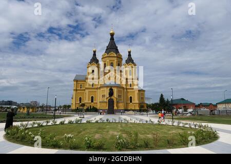 Nischni Nowgorod, Russland, st. Pfeil 3a. 05.08.2021. Tempel von Alexander Newski. Kathedrale des Heiligen Seligen Fürsten Alexander Newski. . Hochwertige p Stockfoto