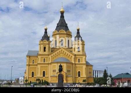 Nischni Nowgorod, Russland, st. Pfeil 3a. 05.08.2021. Tempel von Alexander Newski. Kathedrale des Heiligen Seligen Fürsten Alexander Newski. . Hochwertige p Stockfoto