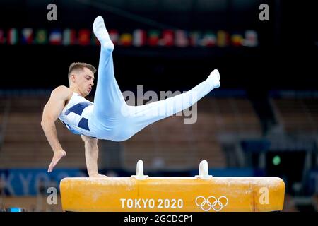 Datei-Foto vom 01-08-2021 des britischen Max Whitlock während des Men's Pommel Horse Finales im Ariake Gymnastik Center am neunten Tag der Olympischen Spiele 2020 in Tokio in Japan. Ausgabedatum: Sonntag, 8. August 2021. Stockfoto