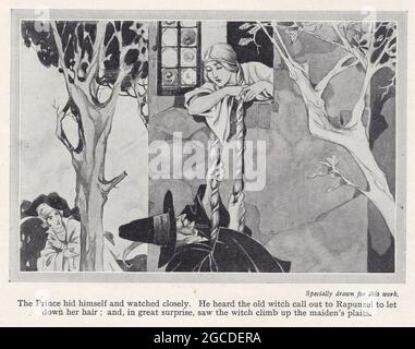 Vintage-Illustration von Rapunzel. Stockfoto