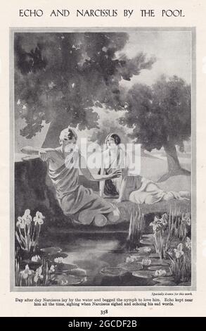 Vintage Illustration von Echo und Narcissus. Stockfoto