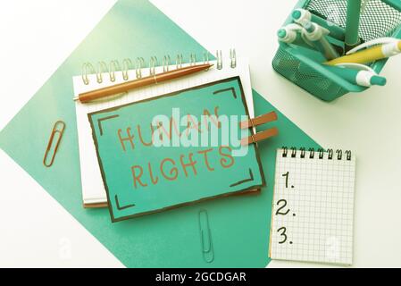 Konzeptionelle Bildunterschrift Menschenrechte. Wort geschrieben über die Gleichheit des Kampfes für Ihre Rechte Individualität Bunte Perpective positive Thinking Kreativ Stockfoto