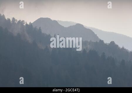 Blick nach Down-Valley zu den Schornsteinen im Great Smoky Mountains National Park Stockfoto