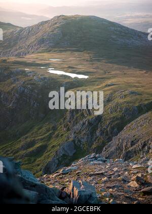 Sonnenaufgang im llyn Caseg-fraith, Snowdonia Stockfoto