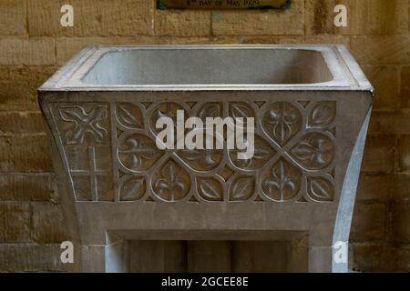 Die Schrift, St. Nichola Church, Heythrop, Oxfordshire, England, VEREINIGTES KÖNIGREICH Stockfoto