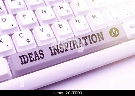 Ideen für konzeptuelle Darstellung Inspiration. Wort für das Gefühl der Begeisterung, das man von jemandem oder etwas bekommt Abstrakte Schreibkraft Üben Speed Typing Stockfoto