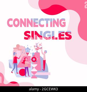 Handschrift Text verbindet Singles. Business Ansatz Online-Dating-Website für Singles ohne versteckte Gebühren drei Collagues Illustration Üben Hand Stockfoto