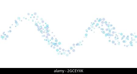 Schöne nahtlose Weihnachten Hintergrund mit verschiedenen komplexen leuchtend blauen Schneeflocken auf weiß. Modernes, flaches Design. Hintergrund Für Feiertage. Winter unendlich Stock Vektor