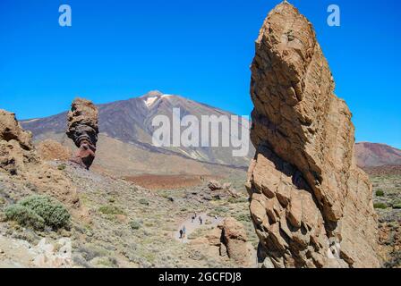 Blick auf Mt.Tiede und Los Roques de Garcia, Parque Nacional Del Teide, Teneriffa, Kanarische Inseln, Spanien Stockfoto