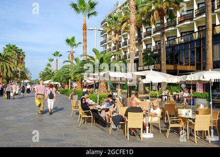 Promenade, Restaurants, Puerto De La Cruz, Teneriffa, Kanarische Inseln, Spanien Stockfoto