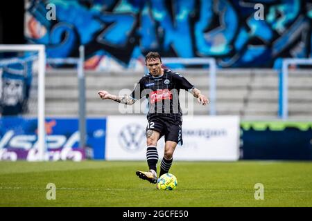 Randers, Dänemark. August 2021. Pierre Kanstrup (12) aus Soenderjyske beim 3F Superliga-Spiel zwischen dem FC Randers und Soenderjyske im Cepheus Park in Randers. (Foto: Gonzales Photo/Alamy Live News Stockfoto