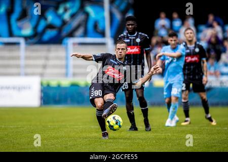 Randers, Dänemark. August 2021. Mads Albaek (90) aus Soenderjyske beim 3F Superliga-Spiel zwischen dem FC Randers und Soenderjyske im Cepheus Park in Randers. (Foto: Gonzales Photo/Alamy Live News Stockfoto