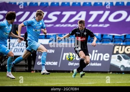 Randers, Dänemark. August 2021. Emil Kornvig (8) aus Soenderjyske beim 3F Superliga-Spiel zwischen dem FC Randers und Soenderjyske im Cepheus Park in Randers. (Foto: Gonzales Photo/Alamy Live News Stockfoto