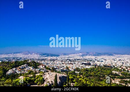 Luftaufnahme des Stadtbildes von Athen, Griechenland Stockfoto