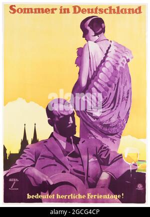 Vintage-Reiseposter – DEUTSCHLAND – Retro-Werbung. Ludwig Hohlwein (Deutsch, 1874–1949). Sommer in Deutschland, 1927 Stockfoto