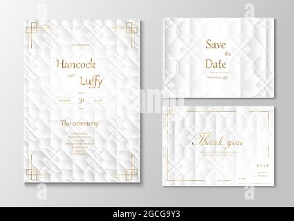 Elegante Hochzeit Einladung Karte Vorlage floralen Design Luxus Hintergrund mit weiß und Gold. Vektorgrafik.EPS10 Stock Vektor