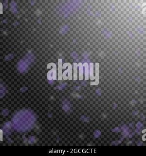 Violette Blütenblätter fallen herunter. Sympathische romantische Blumen Explosion. Fliegendes Blütenblatt auf transparentem quadratischem Hintergrund. Liebe, Romantik Konzept. Ansprechend Stock Vektor