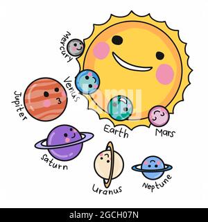 Universum Cartoon Doodle Vektor Illustration Stock Vektor